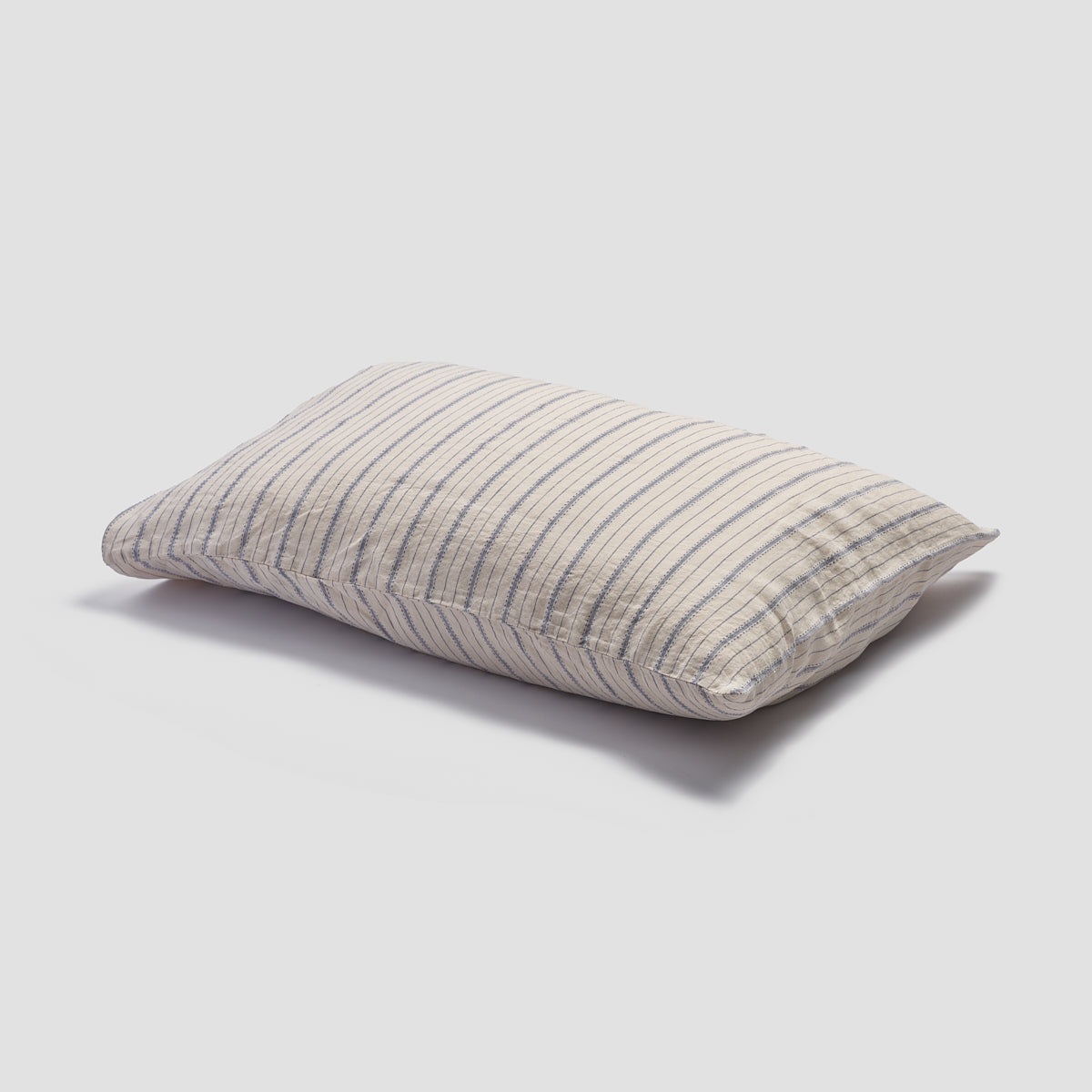 Dusk Blue Ticking Stripe Linen Pillowcase (Pair)
