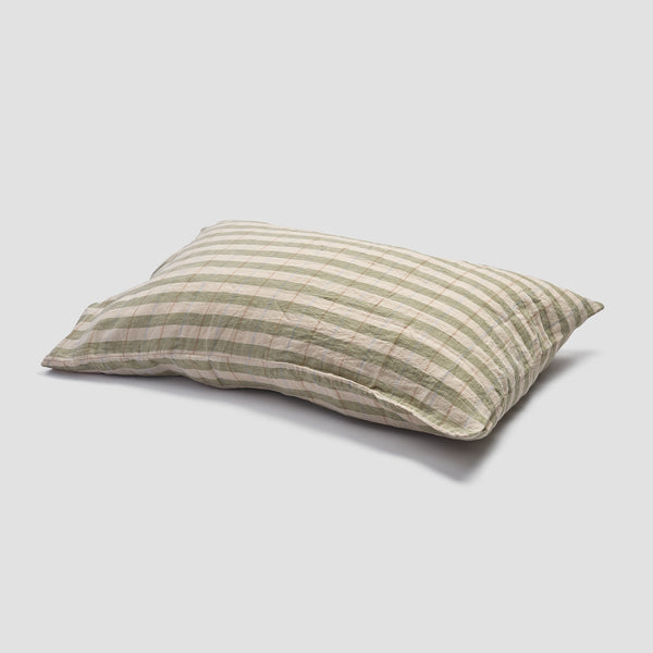 Pear Check Stripe Linen Pillowcase