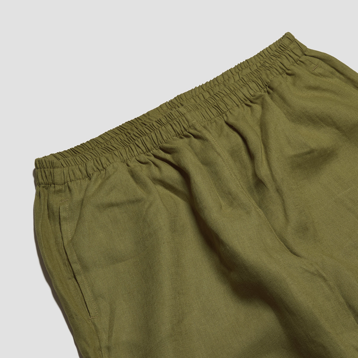 Men's Moss Plain Linen Pajama Pants Waistband Detail