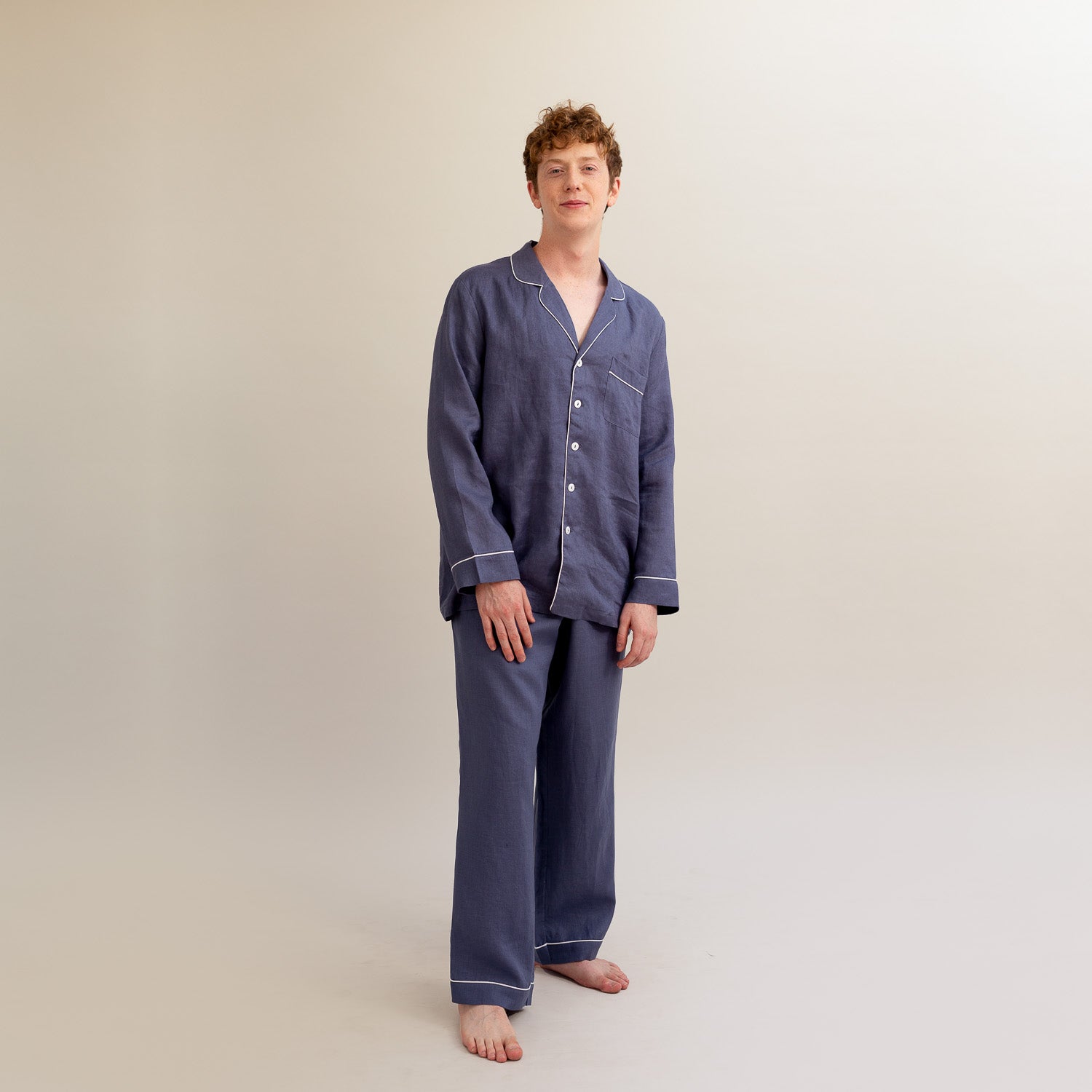 Men's Blueberry Linen Pajama Shirt