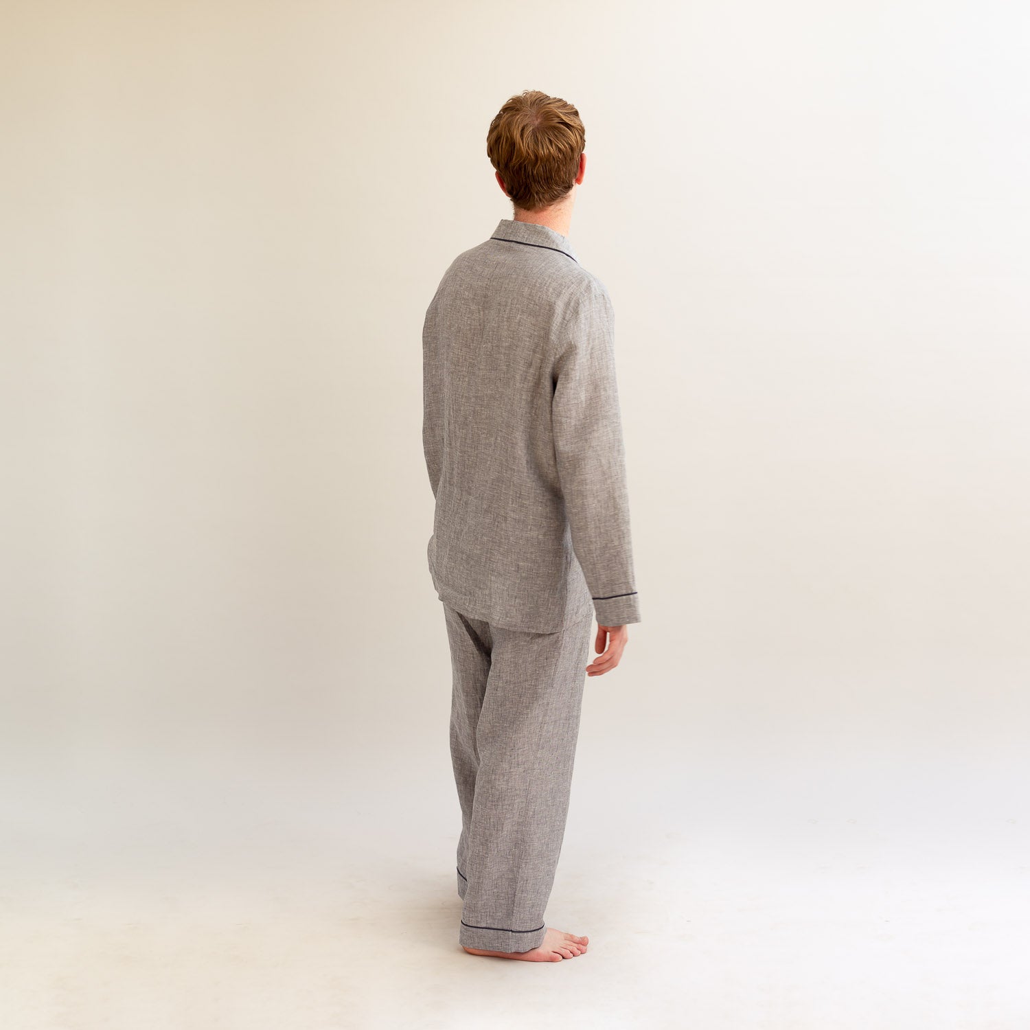 Men s Gray Linen Pajama Set