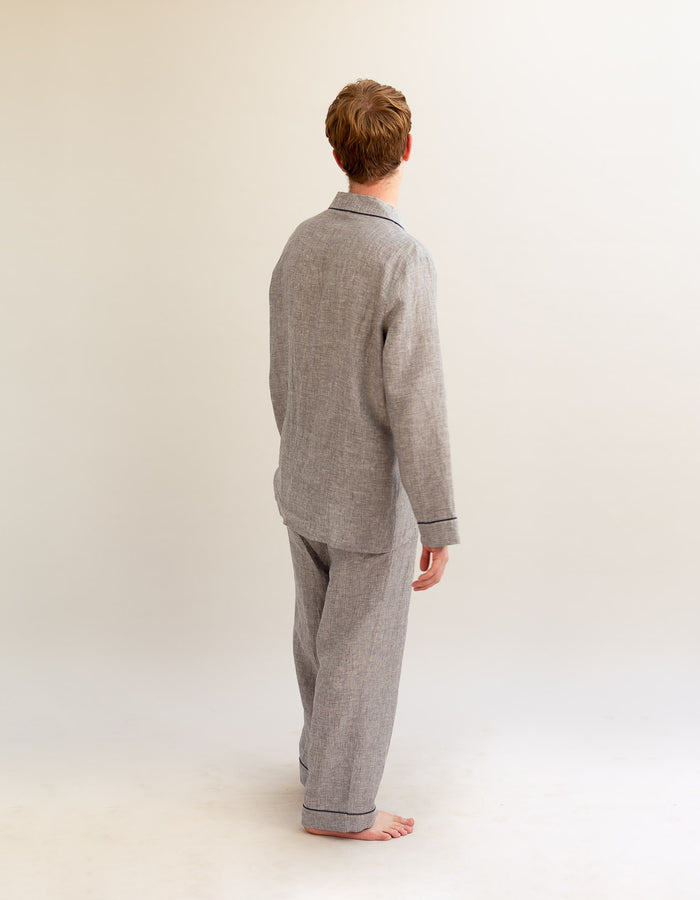 Men's Gray Linen Pajama Set