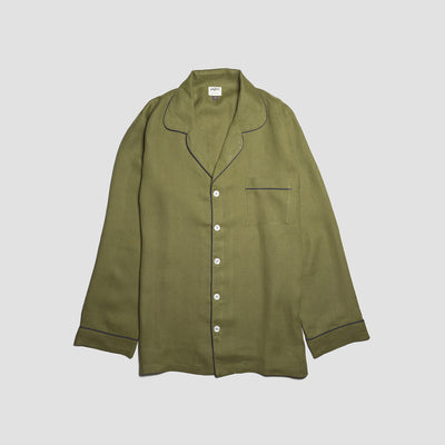 Men's Moss Plain Linen Pajama Shirt