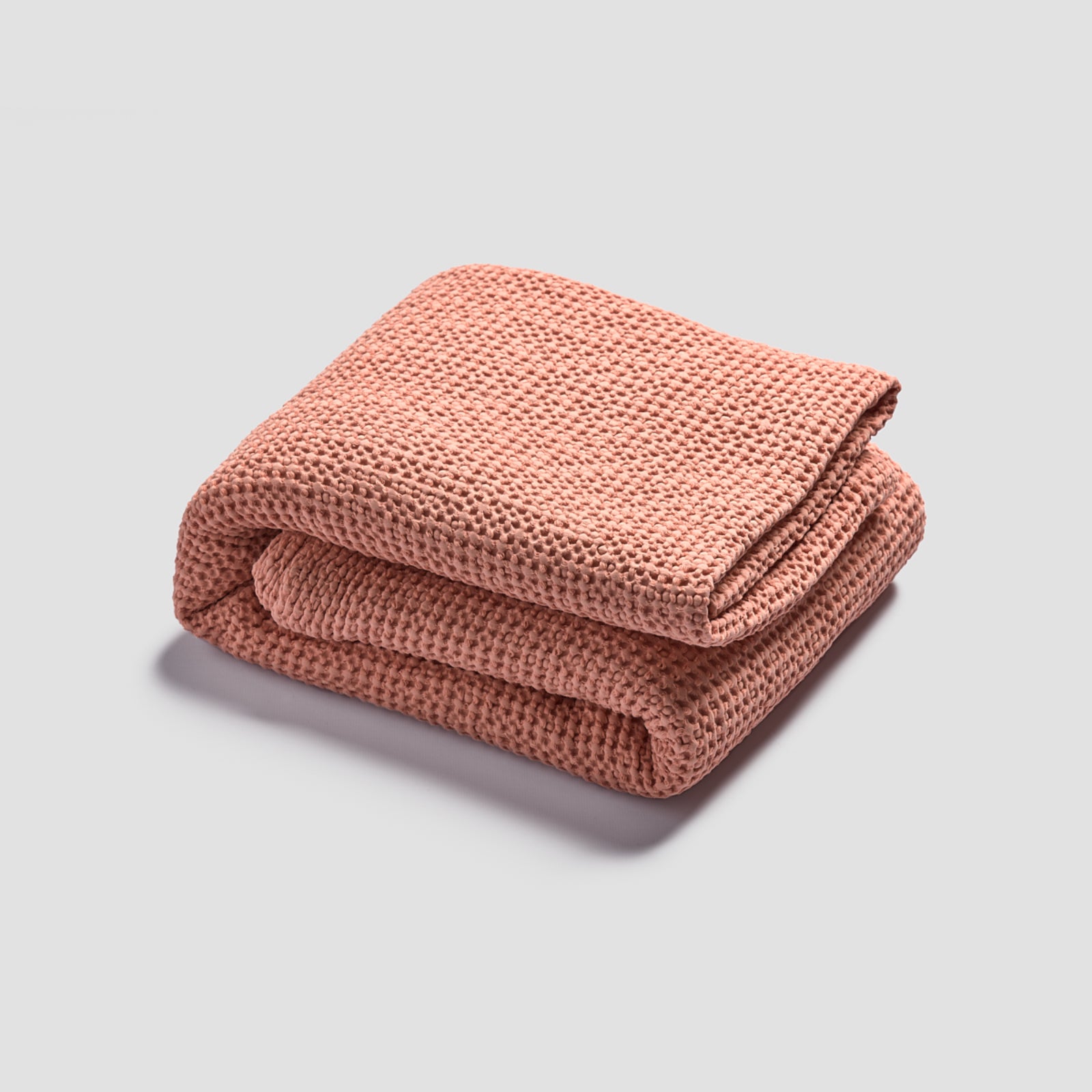 Pink Clay Waffle Cotton Throw