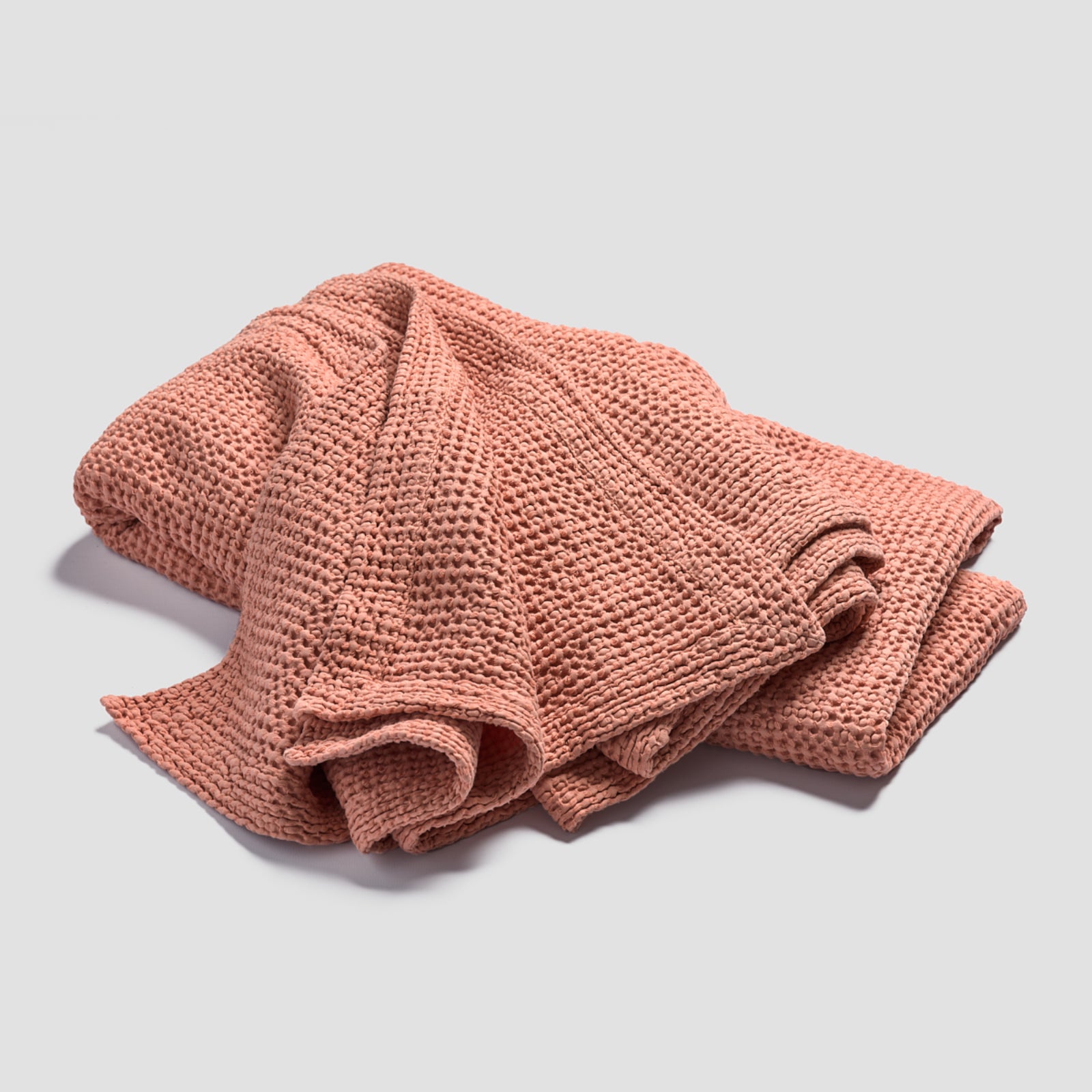 Pink Clay Waffle Cotton Throw