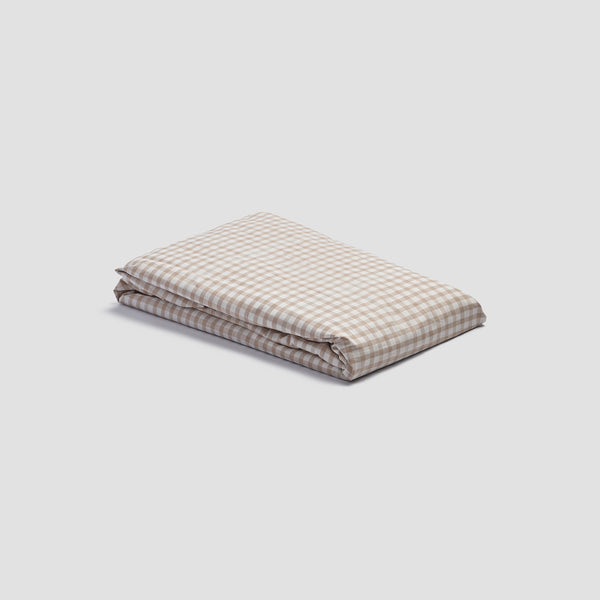 Cafe Au Lait Small Gingham Cotton Fitted Sheet