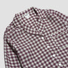 Women's Berry Gingham Linen Pajama Shirt Collar Detail