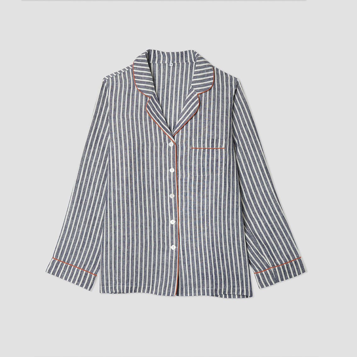 Women's Midnight Stripe Linen Pajama Shirt